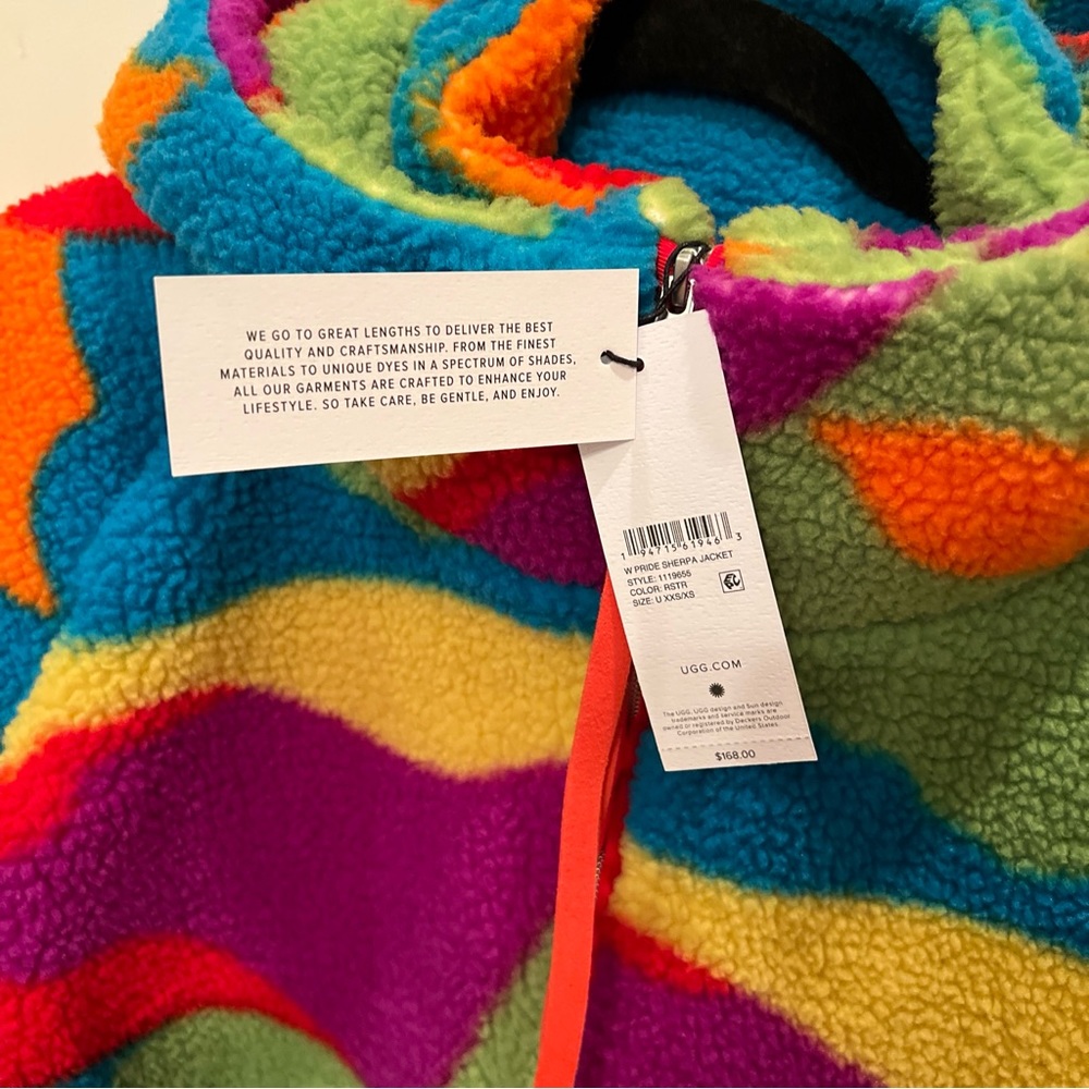 New Ugg Pride Rainbow Camo Sherpa Fleece Hoodie Jacket XXS/ XS